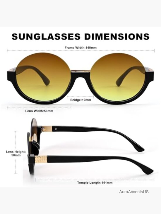 Lightweight Semi-Frame Rimless Round Sunglasses with UV Protection
